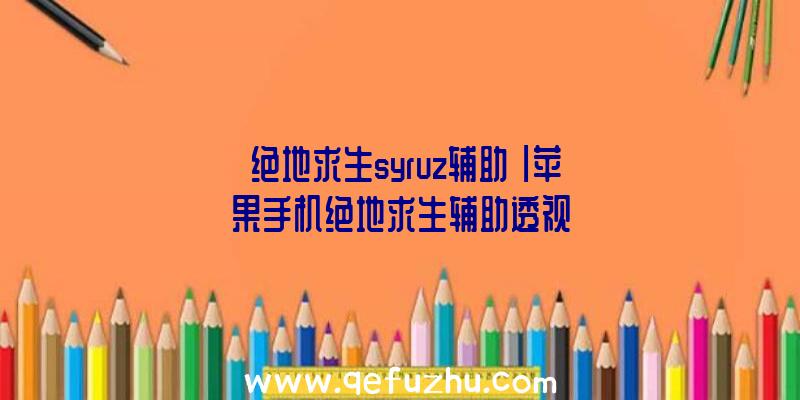 「绝地求生syruz辅助」|苹果手机绝地求生辅助透视